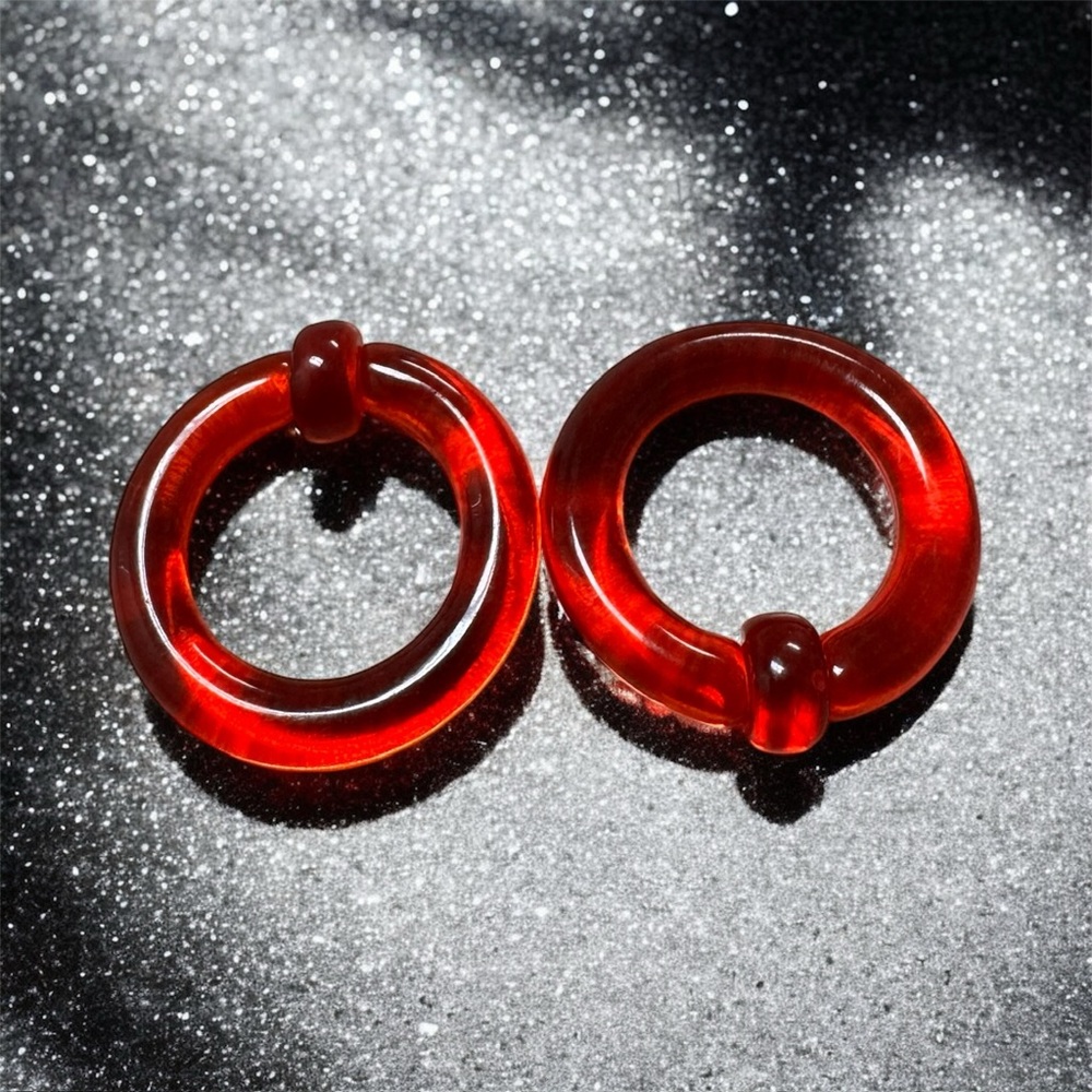 Pair 4g 5/8 Red Acrylic Captive Bead Rings - Body Piercing Jewelry